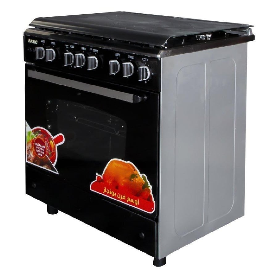 بيسك فرن غاز  5 عيون 60*80 سم أمان كامل – ستيل BO-R8060