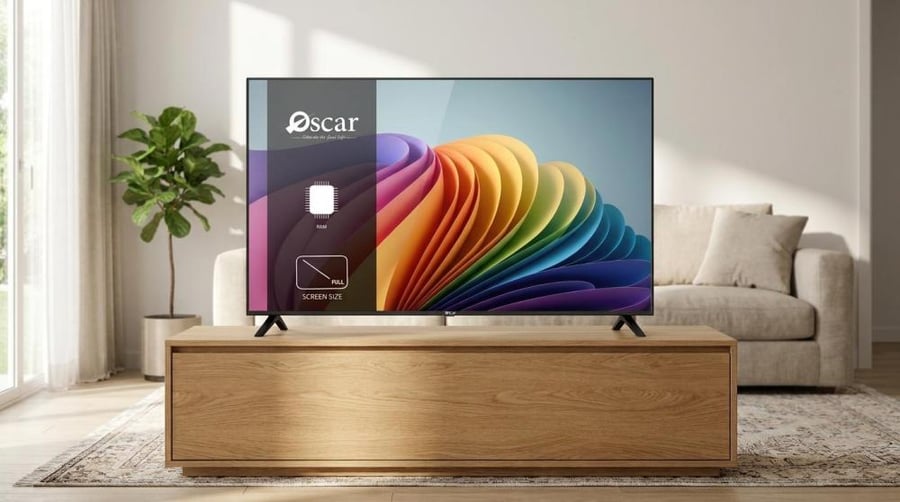 اوسكار شاشة 100 بوصة QLED سمارت ويبوس 4K مع حامل ارضي موديل OS100QD4KW