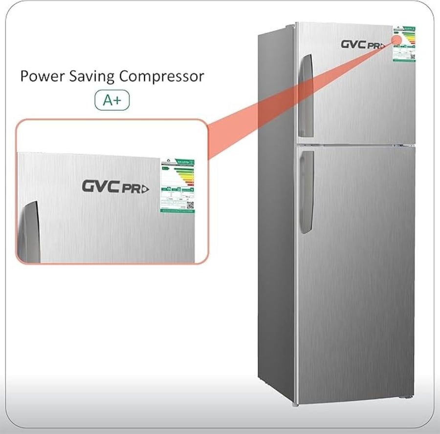 GVC Pro two-door refrigerator 196 liters - 6.9 cubic feet - silver - GVRF-350 Silver