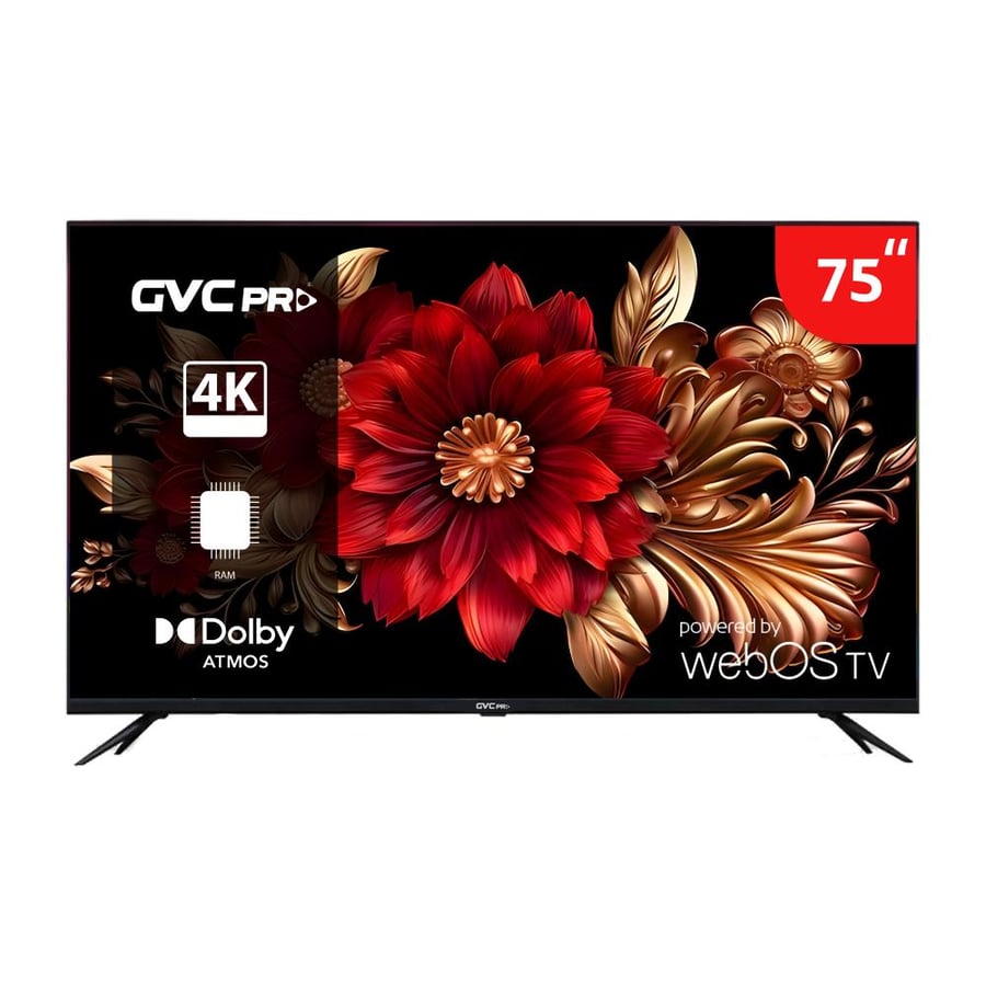 GVC Pro Smart Screen 75 Inch WebOS System Remote Magic Reindeer Internal Black Color Model GVC-75WS7200