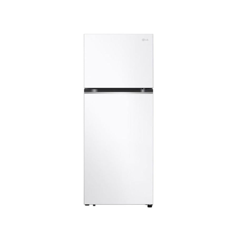 LG two-door refrigerator with top freezer, 13.3 cubic feet capacity, 375 liters, inverter - white - LT14CBBWIV