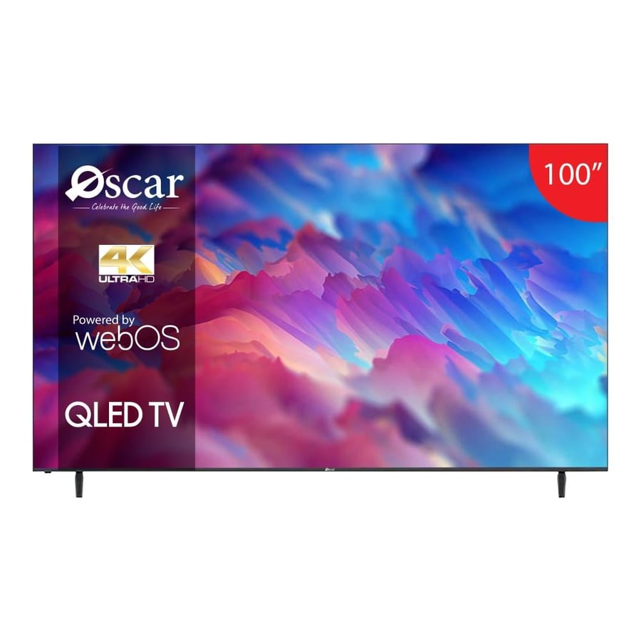 اوسكار شاشة 100 بوصة QLED سمارت ويبوس 4K مع حامل ارضي موديل OS100QD4KW