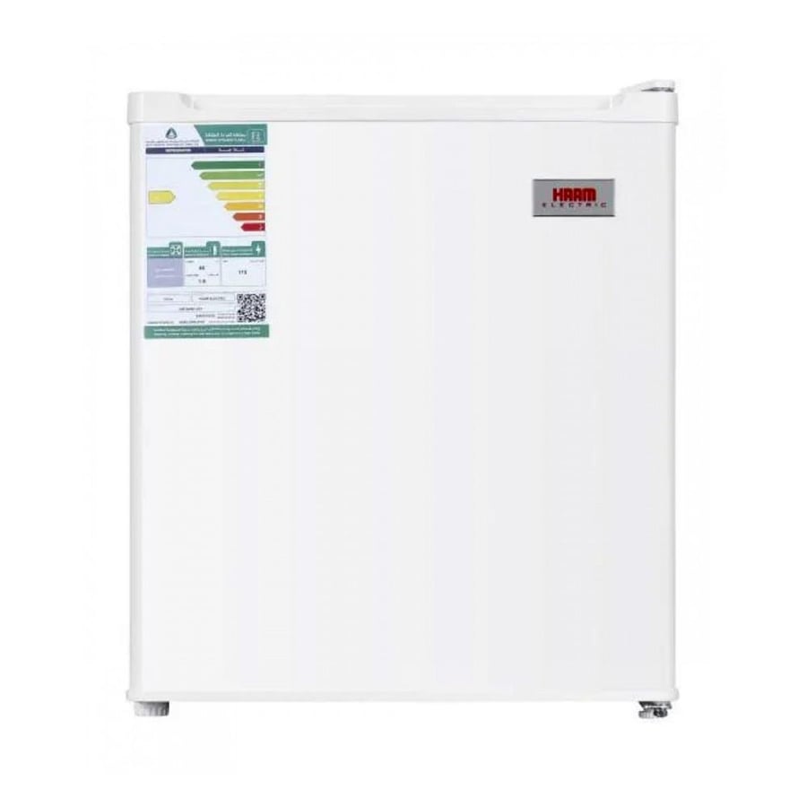White one-door refrigerator, 1.6 cubic feet, model HM75WRF-O23
