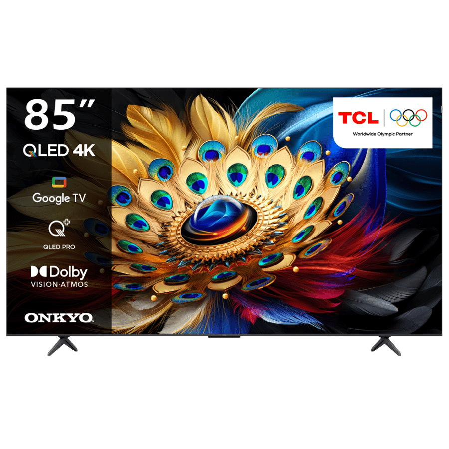 تي سي ال شاشة  كيو إل إي دي برو 85 بوصة نظام التشغيل Google TV 3 منافذ أتش دي أم آي يدعم نتفليكس، أمازون برايم فيديو، يوتيوب، ديزني بلس موديل 85C655