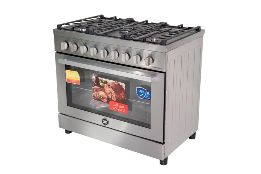 Fresh gas oven 5 eyes 90x60 cm with fan - self-ignition and full safety - steel - FSC9060PP