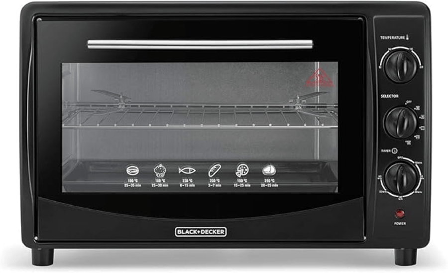 Black and Decker oven 1800 watts, 45 liters, with grill, 3 switches, double glass, black color TRO45RDG-B5