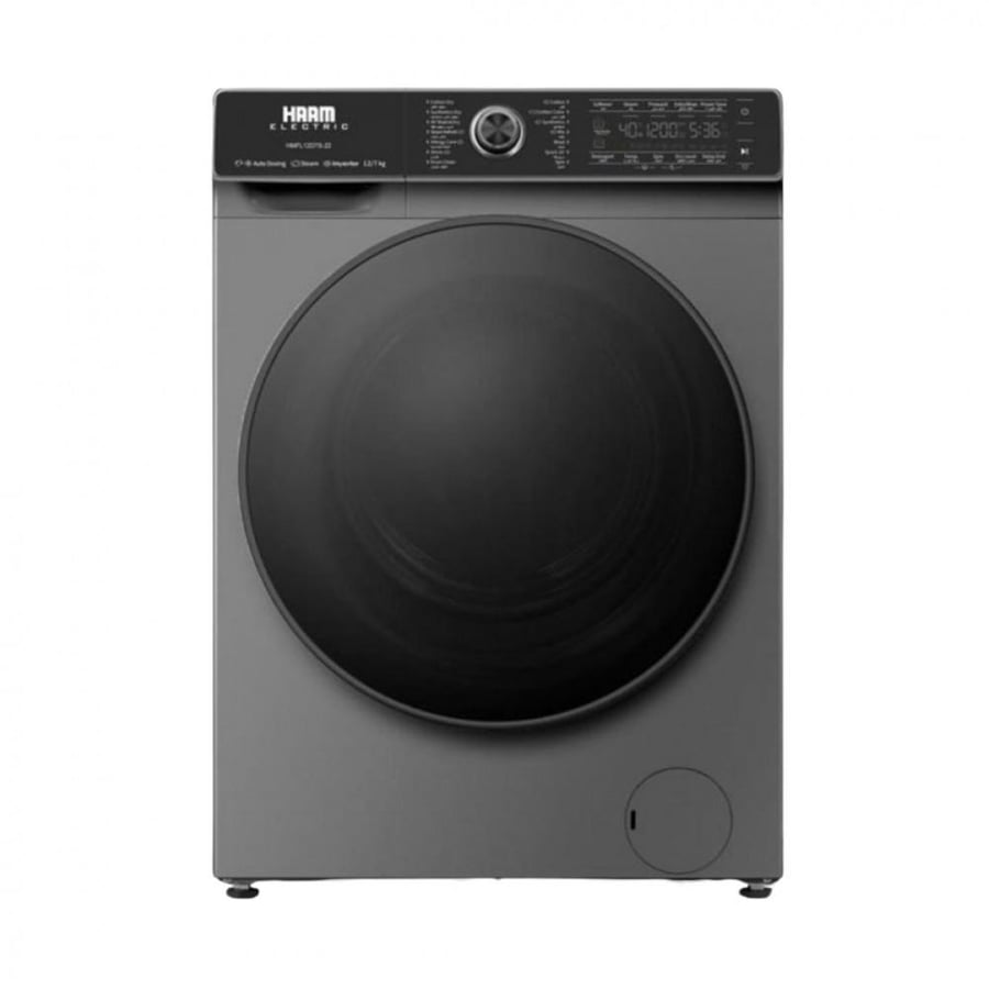 غسالة فتحة امامية هام 12 كيلو فضي Inverter تنشيف 100% HMFL12D7S-22