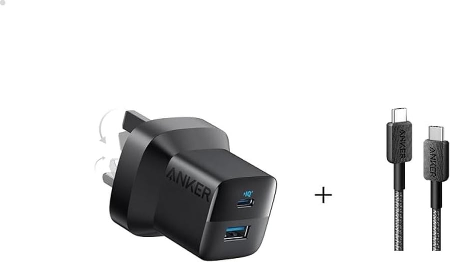 فيش 323 من انكر بقوة 33 واط  USB-C وUSB-A مع وصله متر تايب سي الى تايب