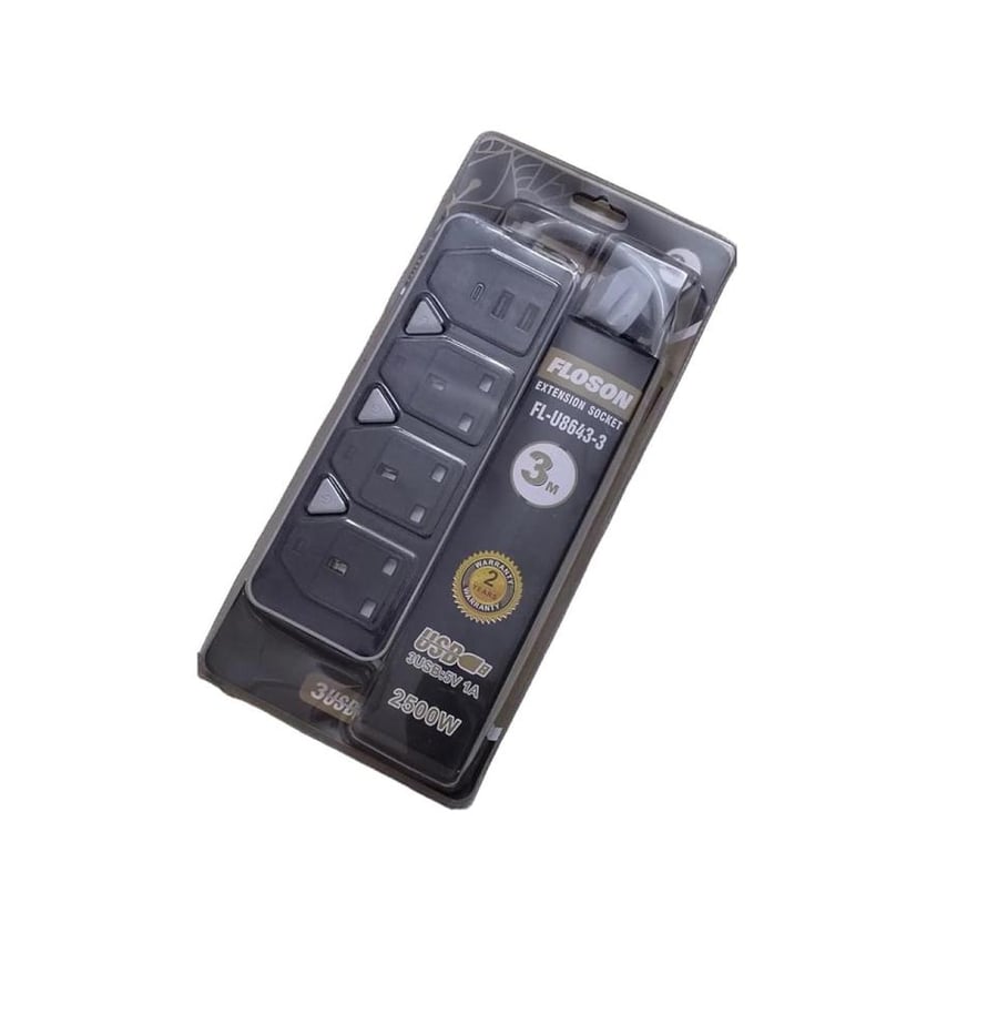 توصيلة كهربائية USB سلك تمديد 3 منافذ