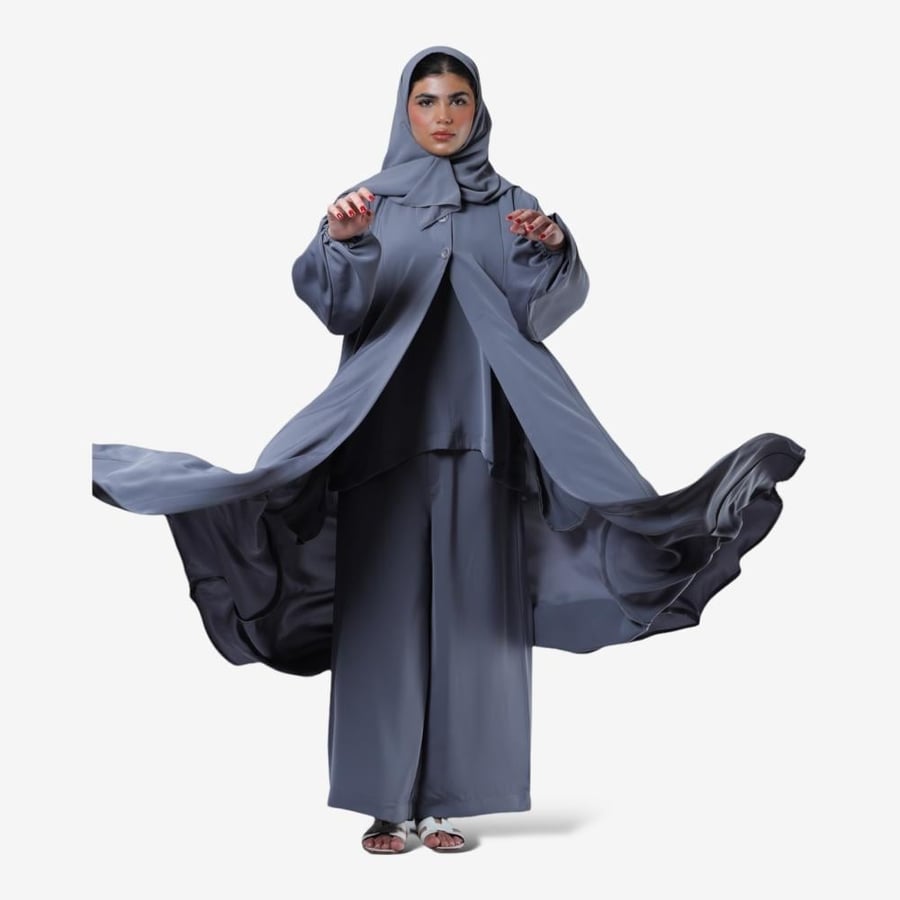 عبايه الحج و العمرة 3 قطع  رمادي