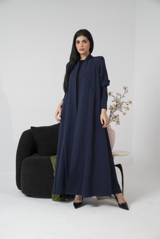 عباية كريب كحلي خفيف بقيطان الامام والخلف