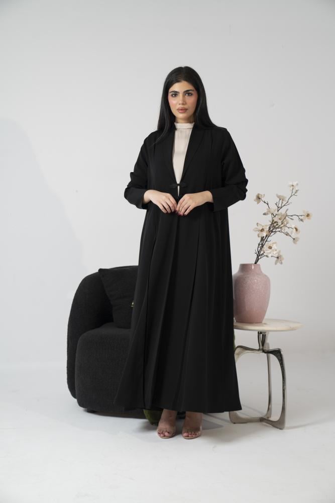عباية كريب خفيف بكسرات من الخلف اسود