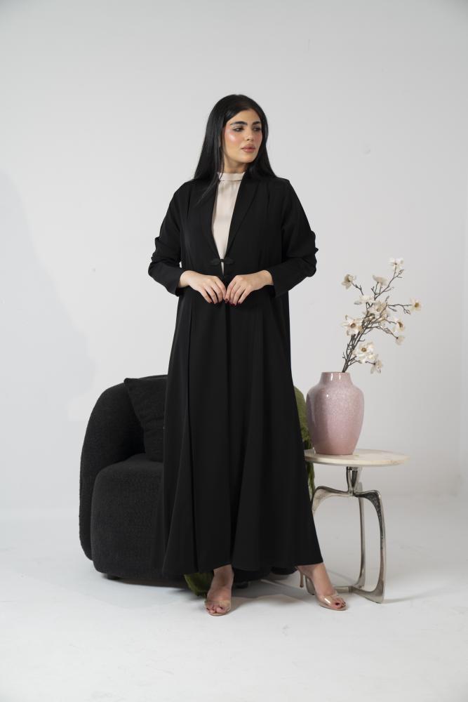 عباية كريب خفيف بكسرات من الخلف اسود