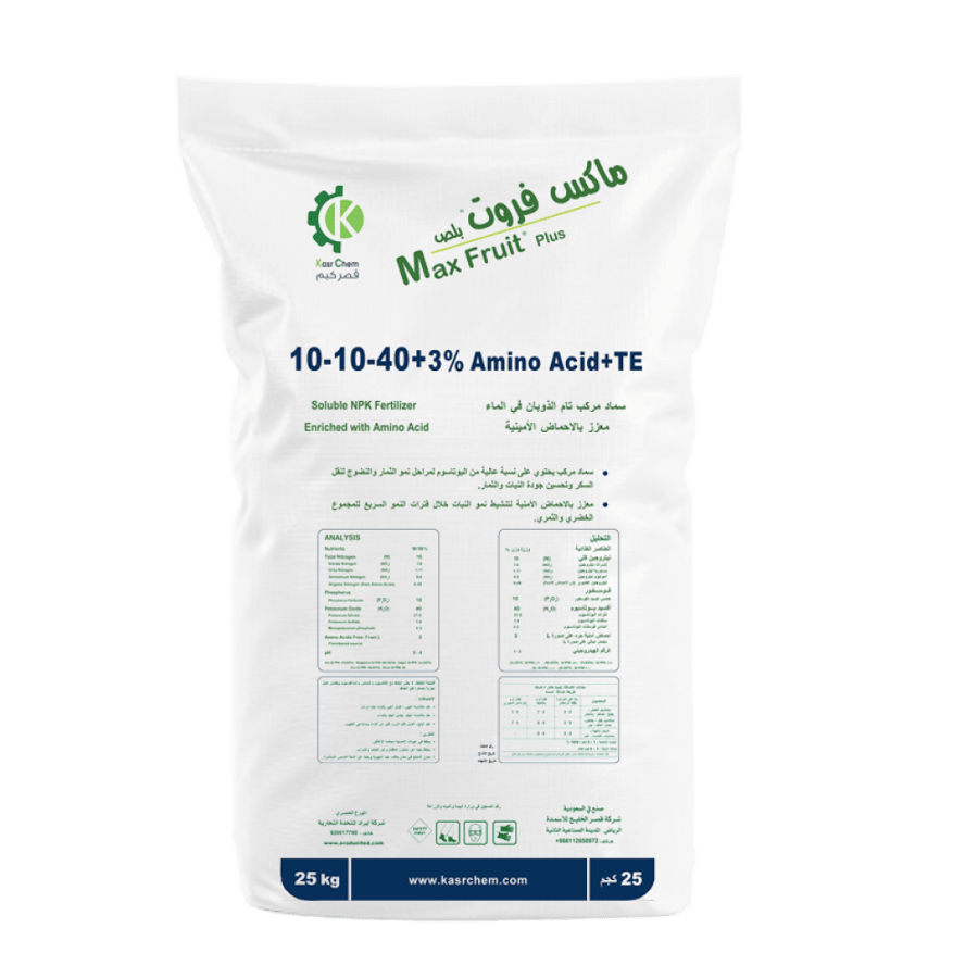 ماكس فروت بلص (10-10-40+3% أحماض أمينية+TE)