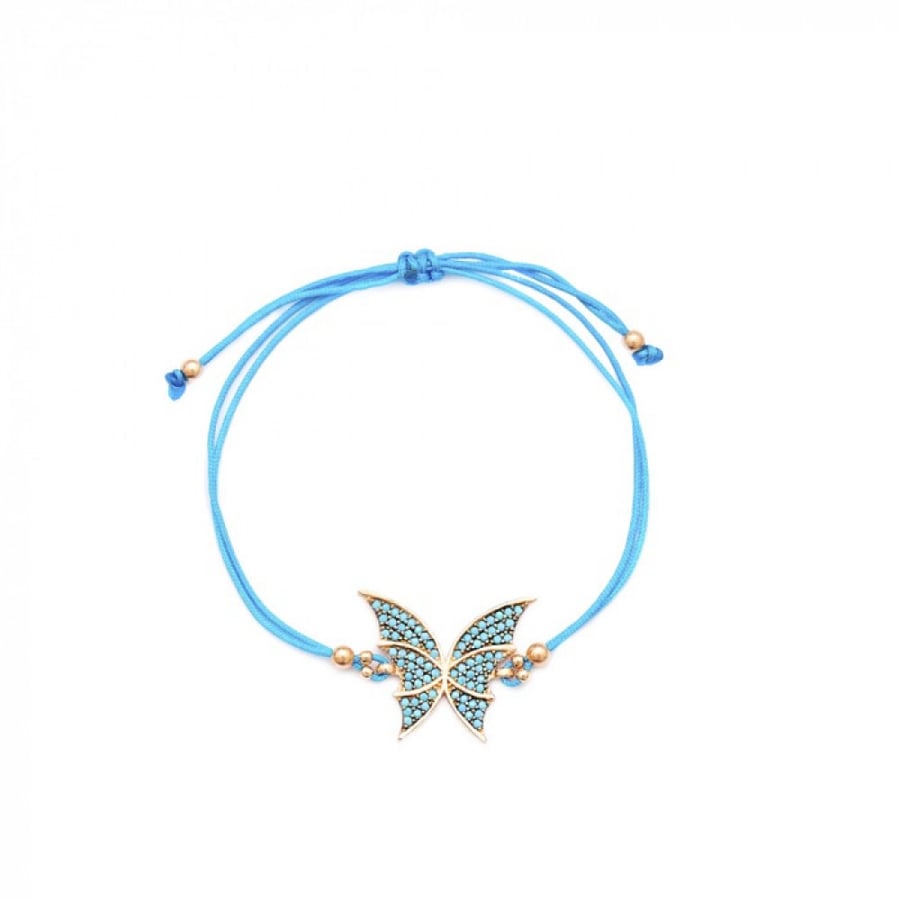 Bracelet from a fabric chain decorated with celestial butterfly wings and embedded with original zircon - from the Nafis gift jewelry collection, luxury women's gift 2260