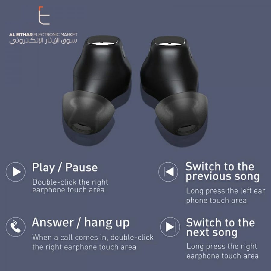 بيسوس | سماعة بلوتوث مع علبة ابيض/اسود Baseus | Encok WM01 TWS Bluetooth Earphones v5.0