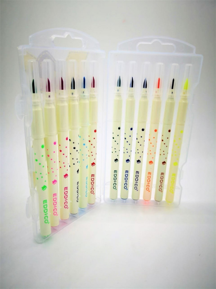 EDDICO Watercolour Brush Pens, 12 Colours