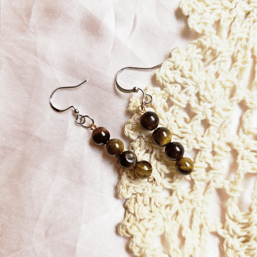 Tiger Eyes Silver Earrings