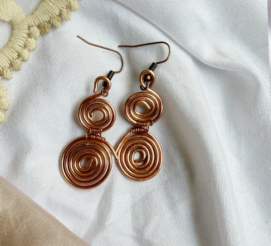 Spiral Handmade Pure Copper Earrings