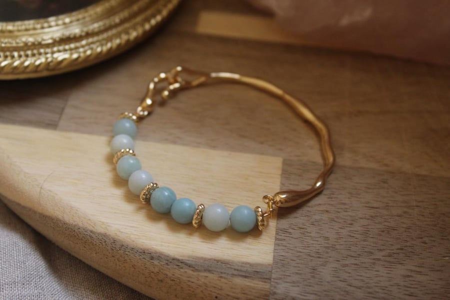 Aventurine x !4K Gold Plated Bracelet