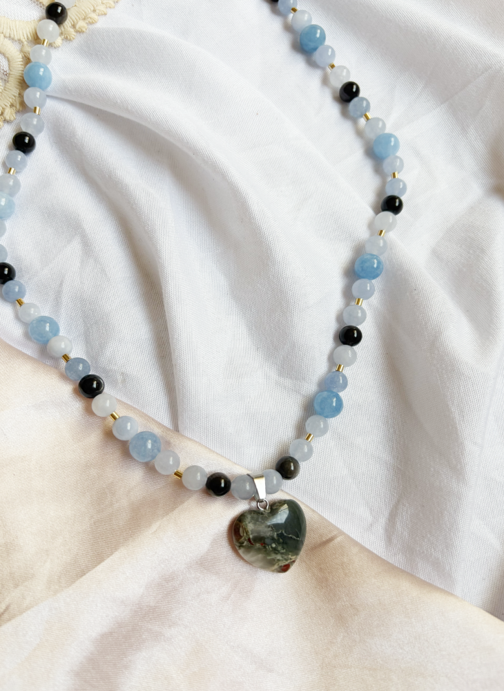 Bloodstone x Aquamarine Necklace