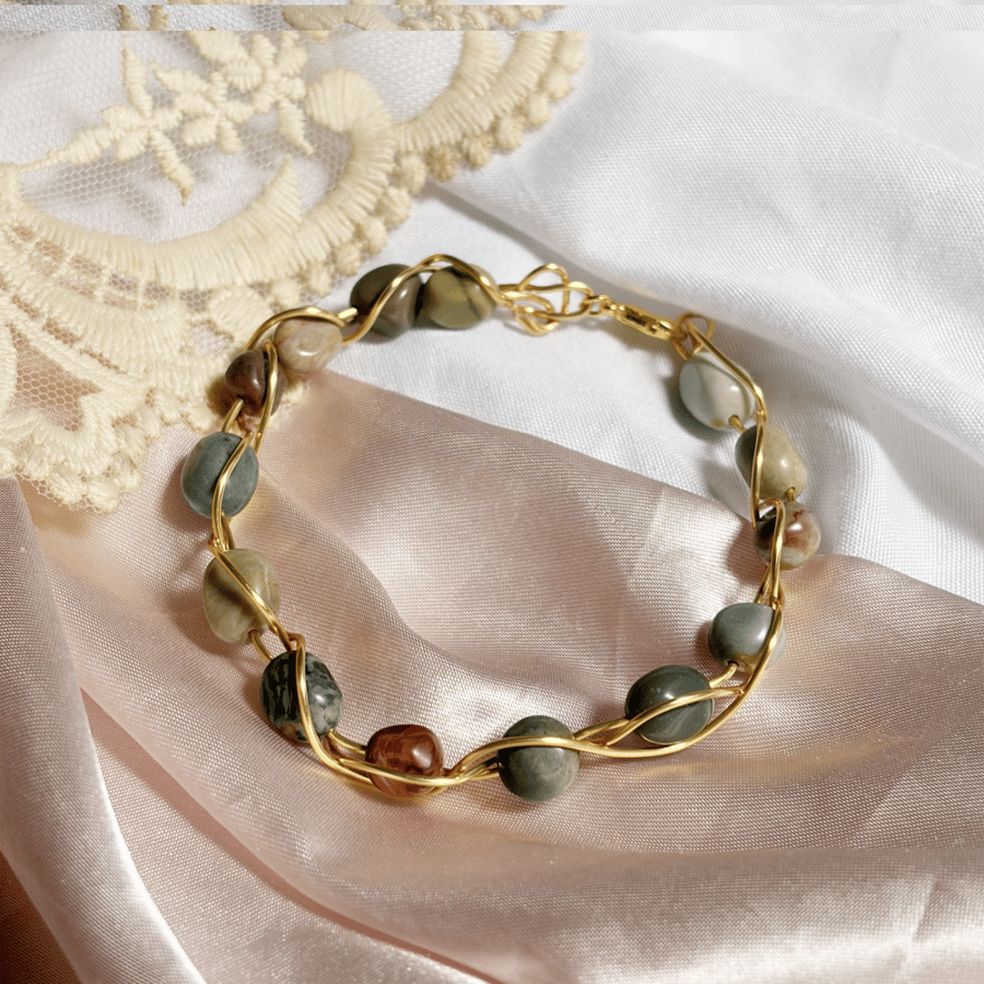 Bloodstone x 18K Gold Plated Bracelet