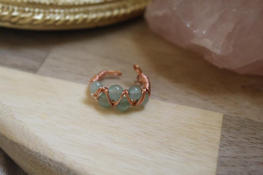 Aventurine x !Raw Copper Adjustable Ring