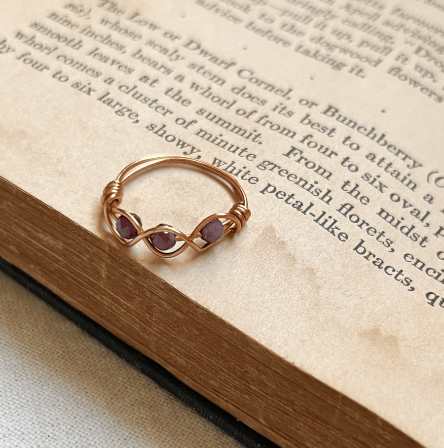 ٍRuby x Raw Copper Handmade Ring