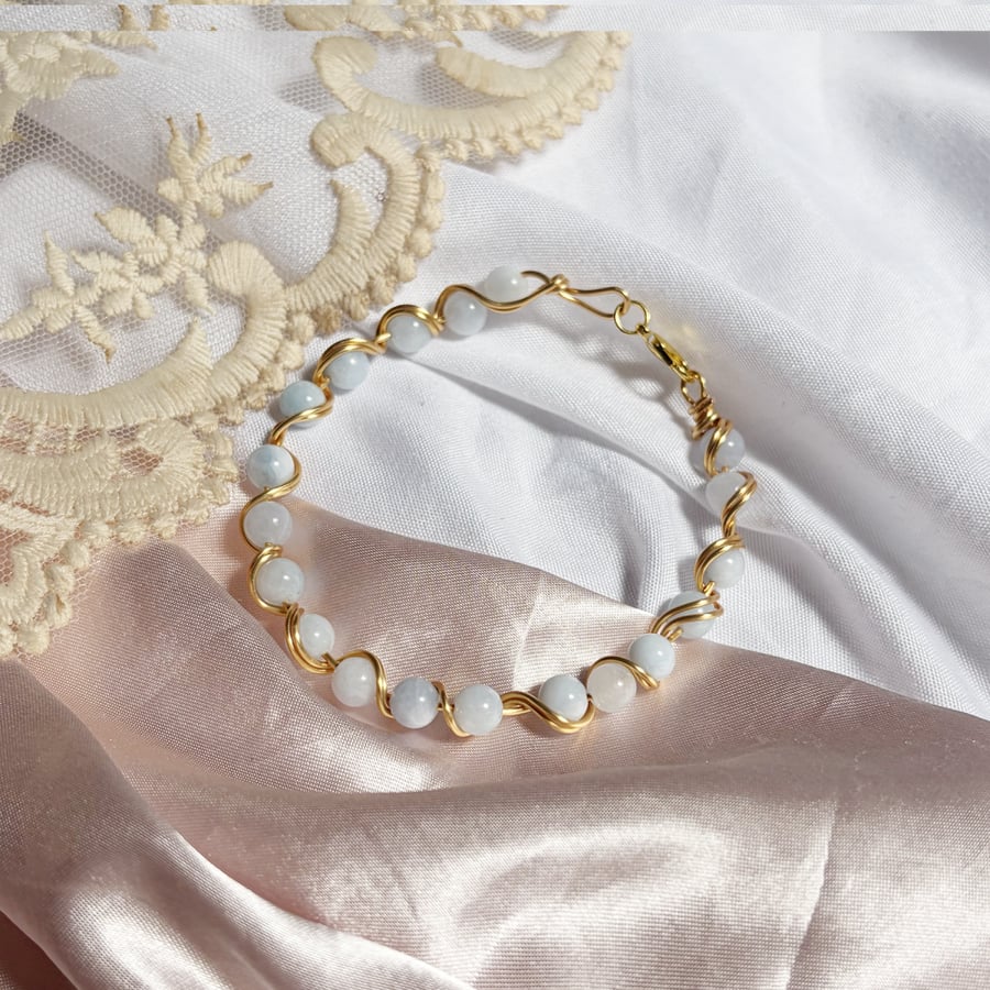 Aquamarine x 18K Gold Plated Bracelet