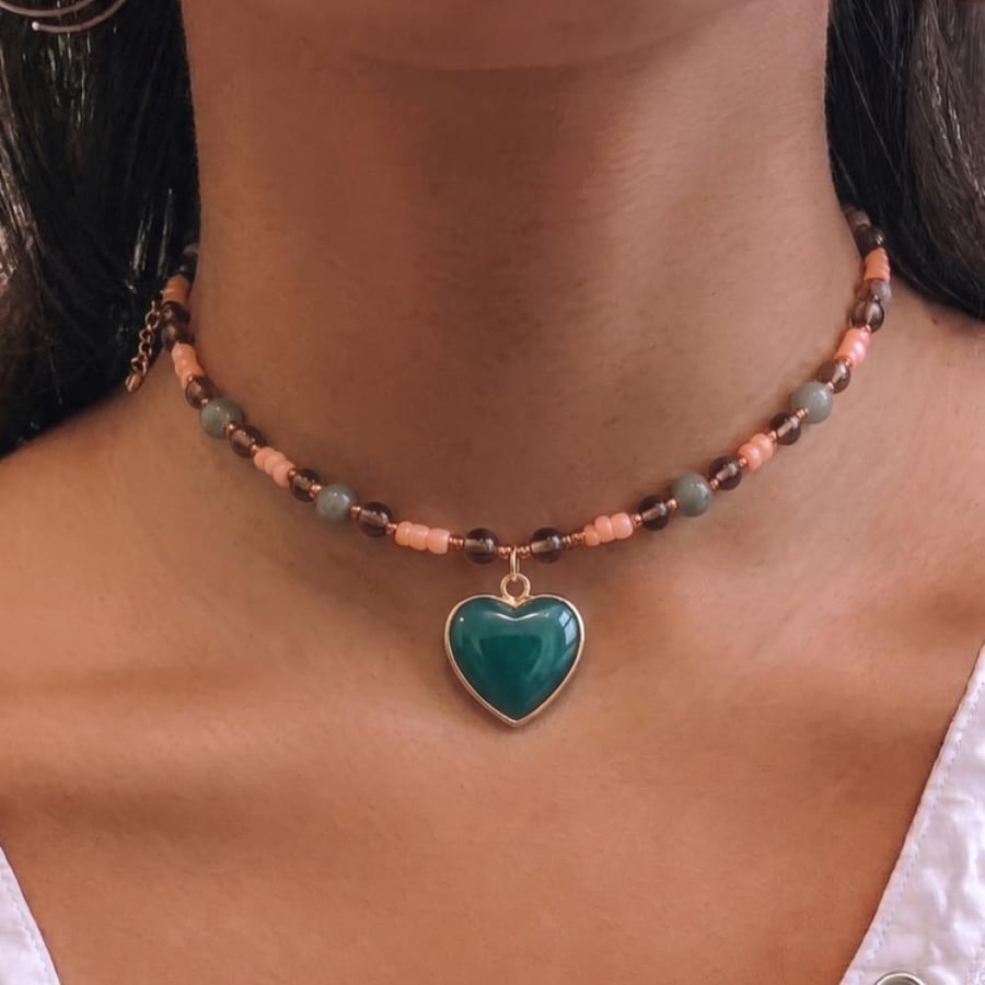 Y) Summer Candy Gemstone Handmade Necklace / Chocker