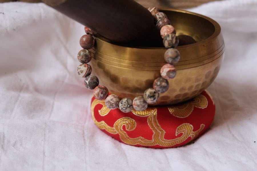 Leopardskin Jasper Bracelet - A VERY UNIQUE COLOR
