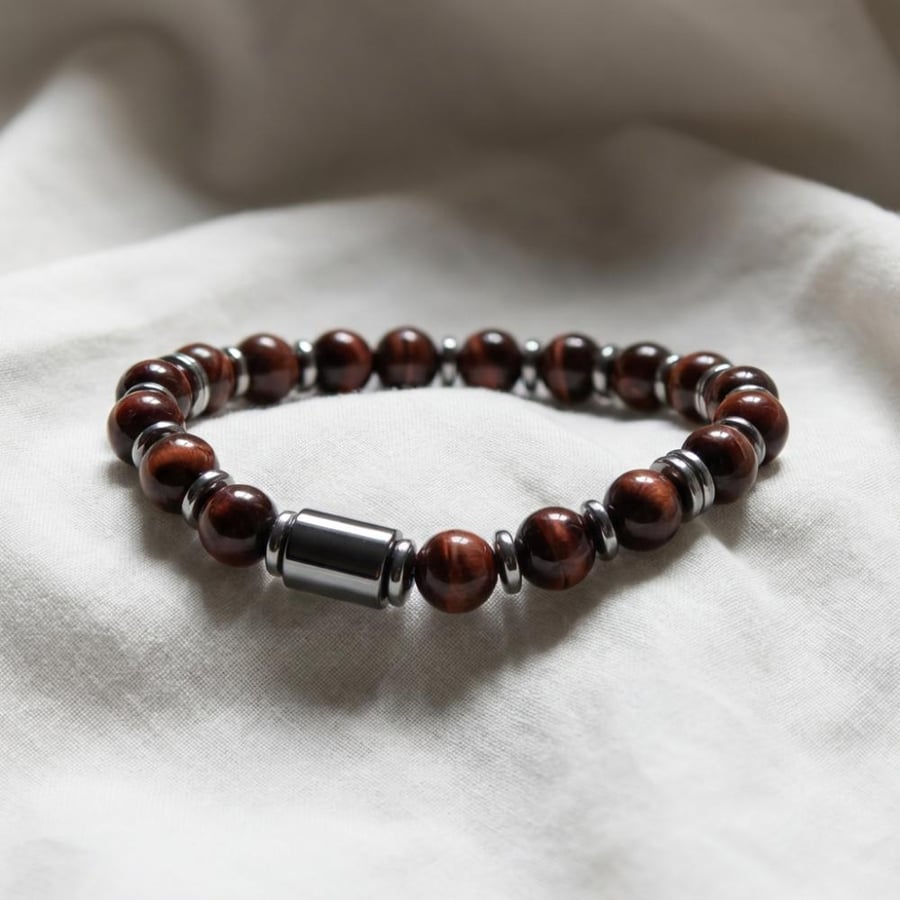 Red Tiger Eye Men Bracelet