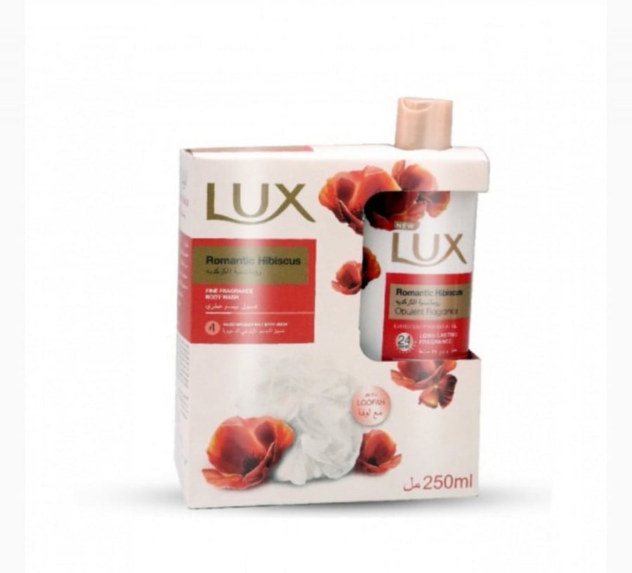 Lux Perfumed Body Wash Romantic Hibiscus With Loofah 250 ml.