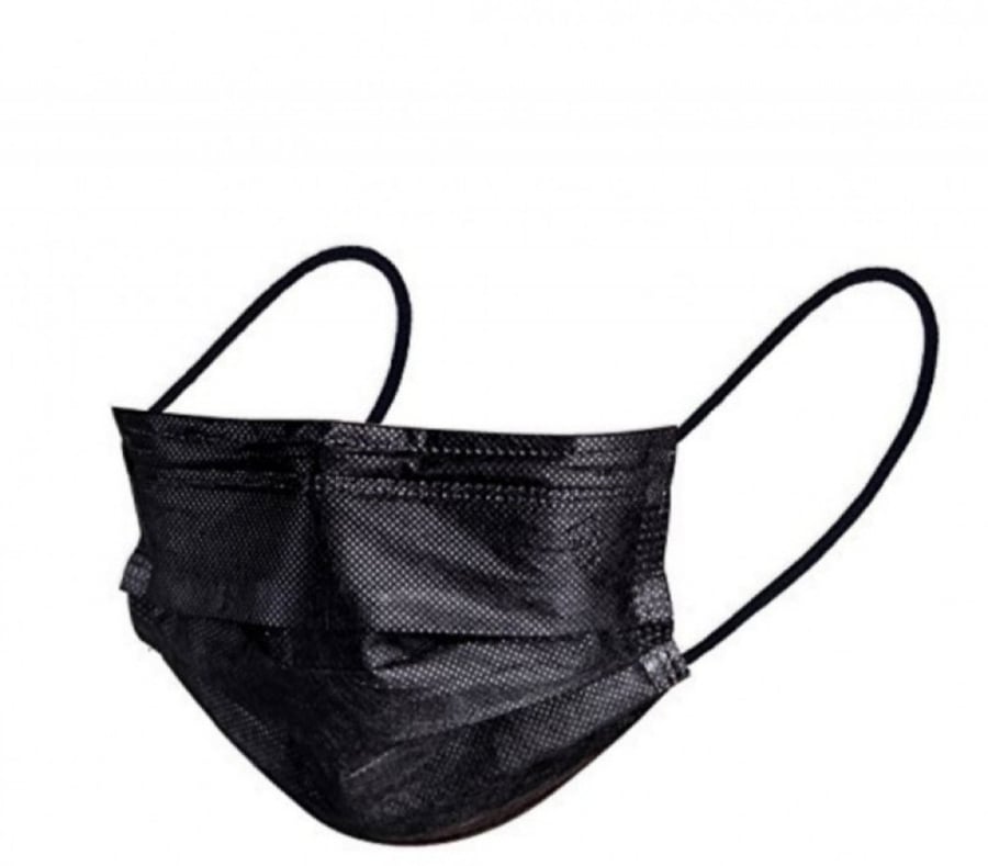 كمامات لون أسود (3 طبقات) بخامة ناعمة ومريحه BariQ ؛ 50 حبه