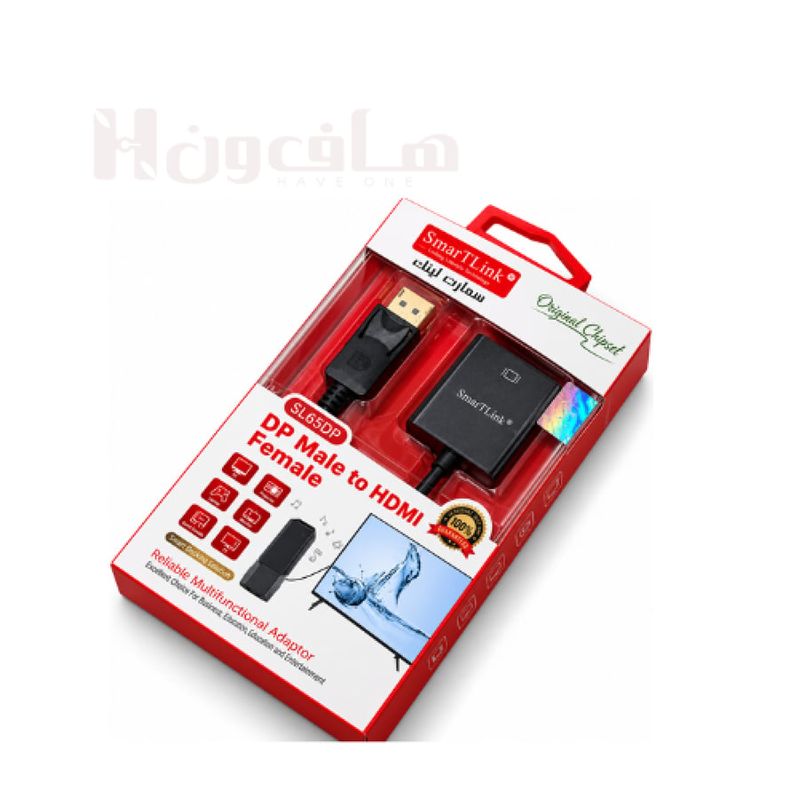 محول سمارت لينك DisplayPort DP ذكر إلى HDMI أنثى بدقة 4K 60Hz موديل SL