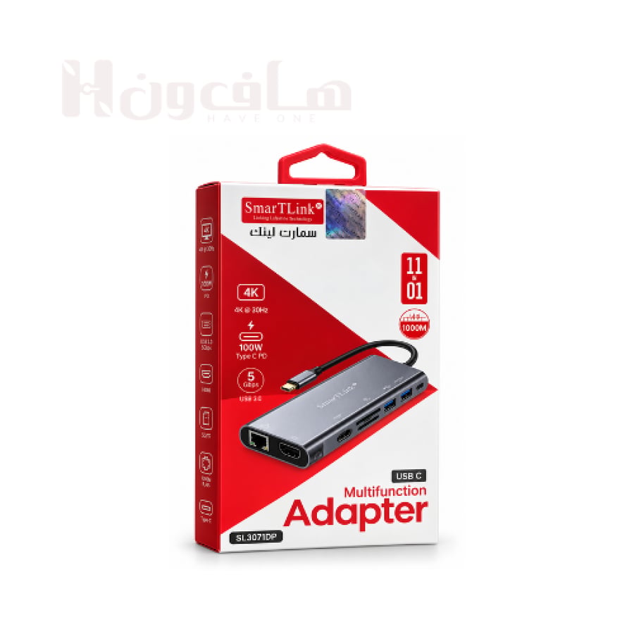 وصلة USB-C متعددة المنافذ إلى HDMI وVGA وLAN وقارئ بطاقات SD وTF ومنفذ