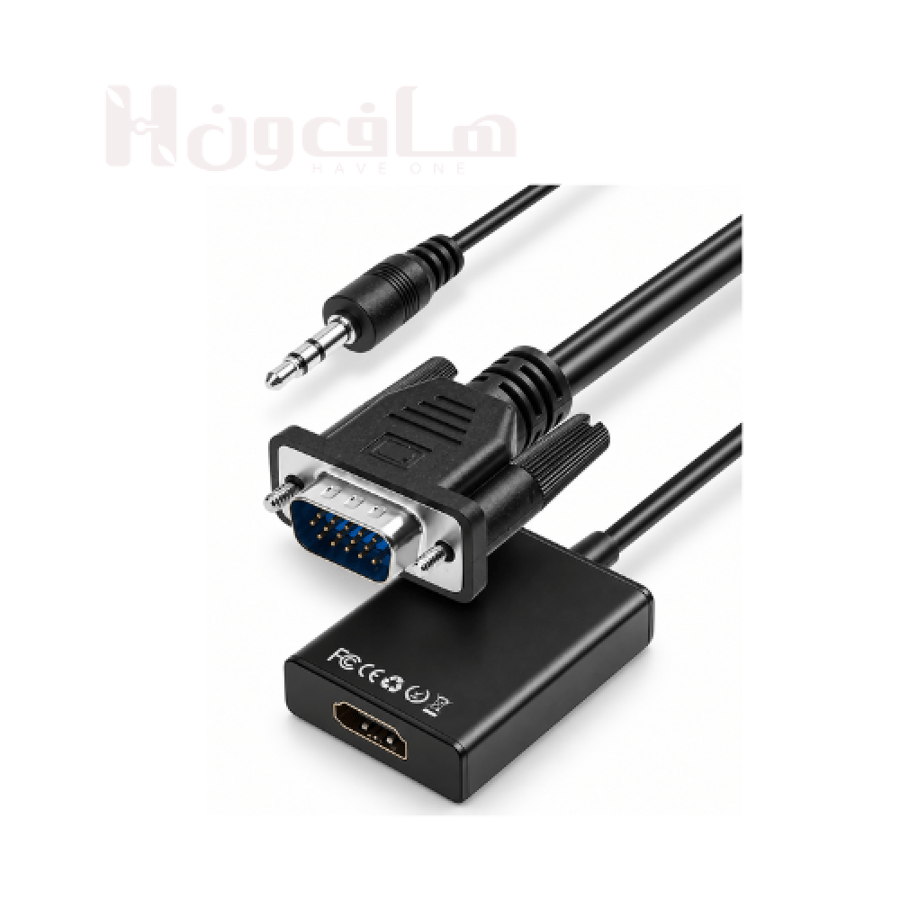 محول VGA إلى HDMI بدقة 1080P مع صوت وUSB أسود-هاف.ون