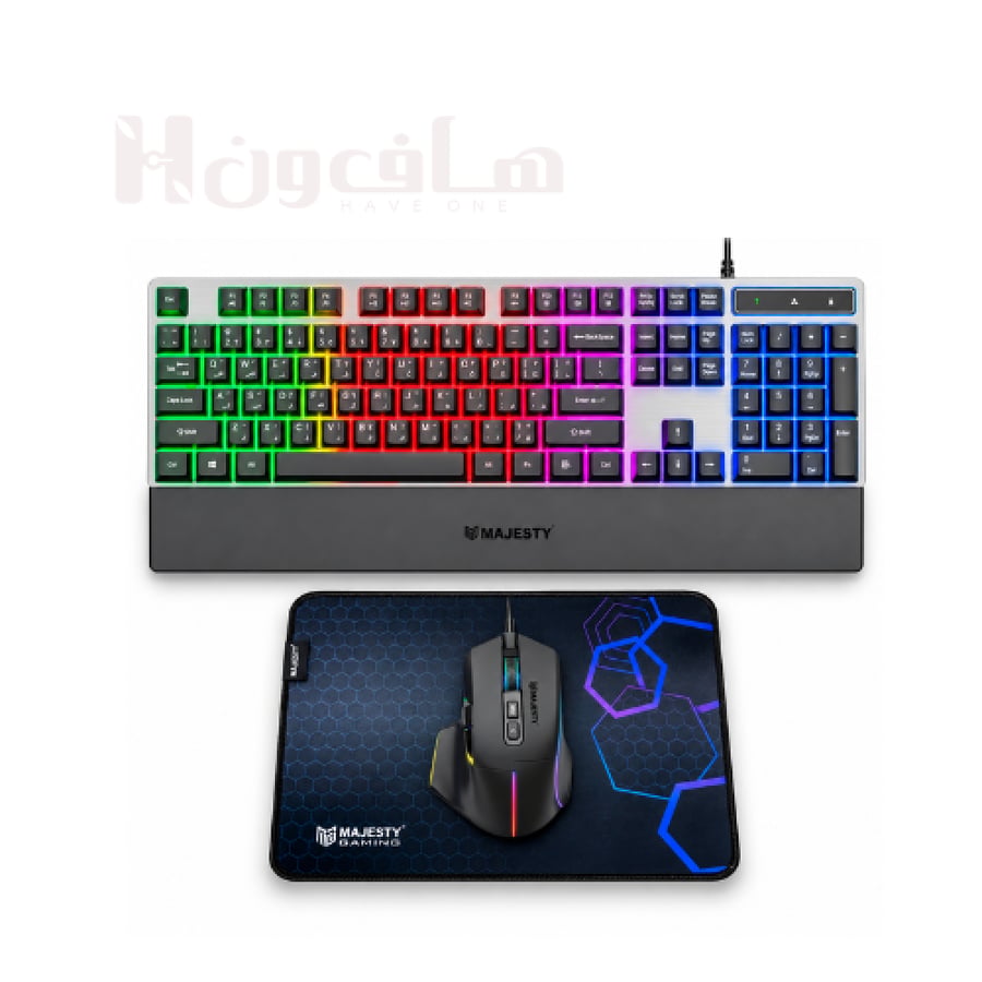 طقم ألعاب ماجستي MAJESTY كيبورد وماوس وماوس باد RGB-هاف.ون