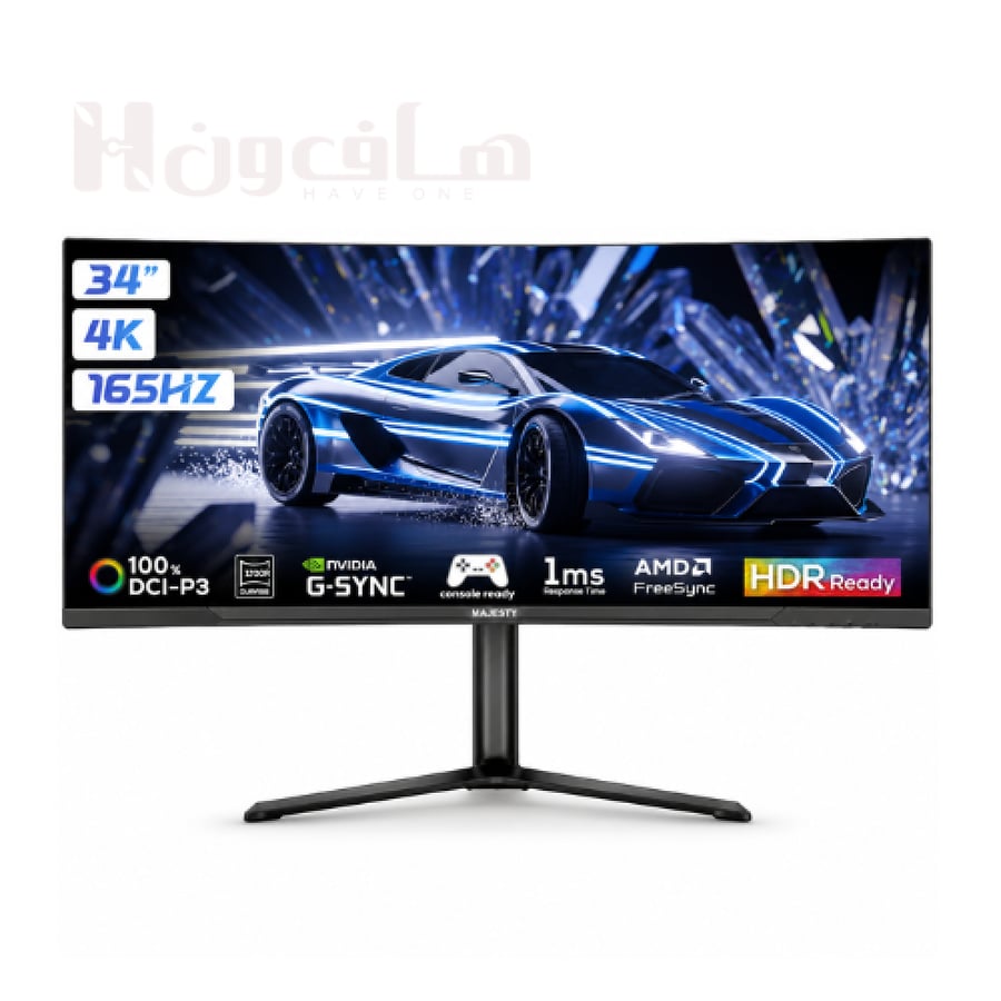 شاشة ألعاب ماجستي Majesty منحنية 34 بوصة UWQHD بتردد 165Hz وانحناء 170