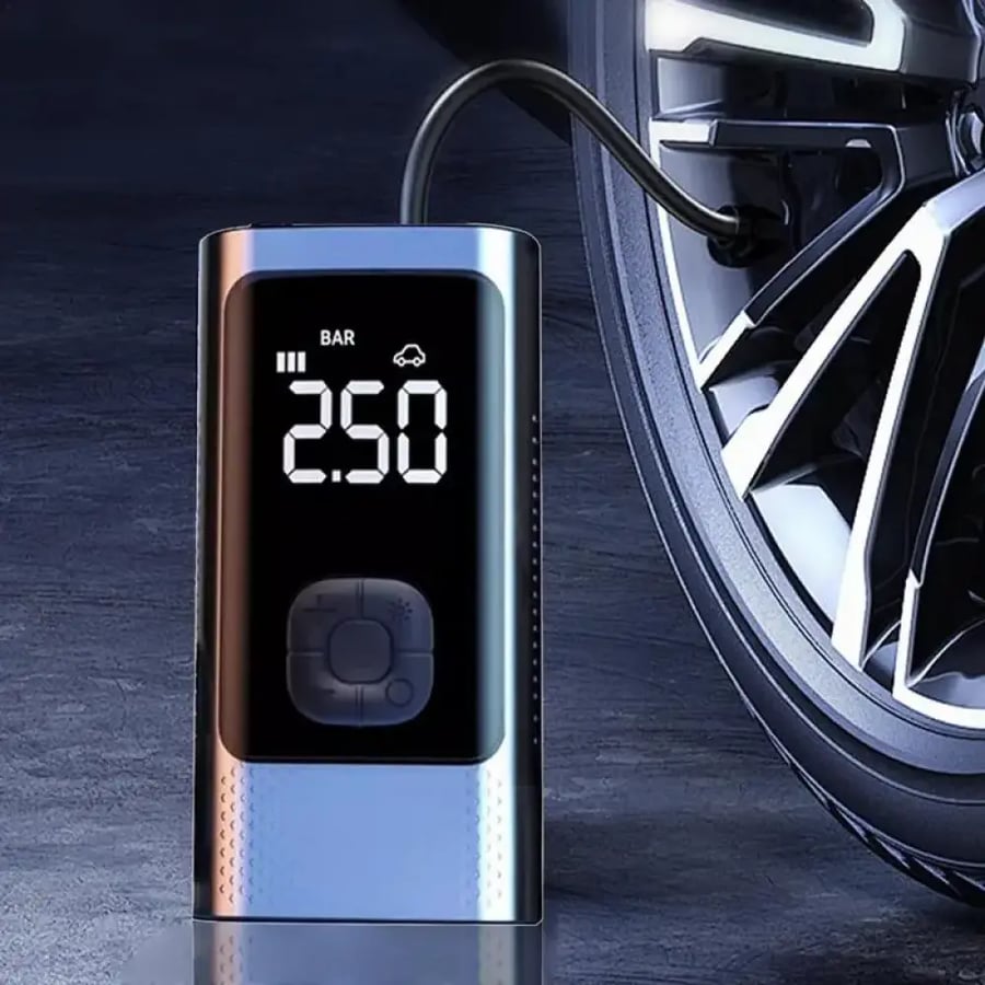 مضخة هواء لاسلكية محمولة للسيارة مع شاشة LCD