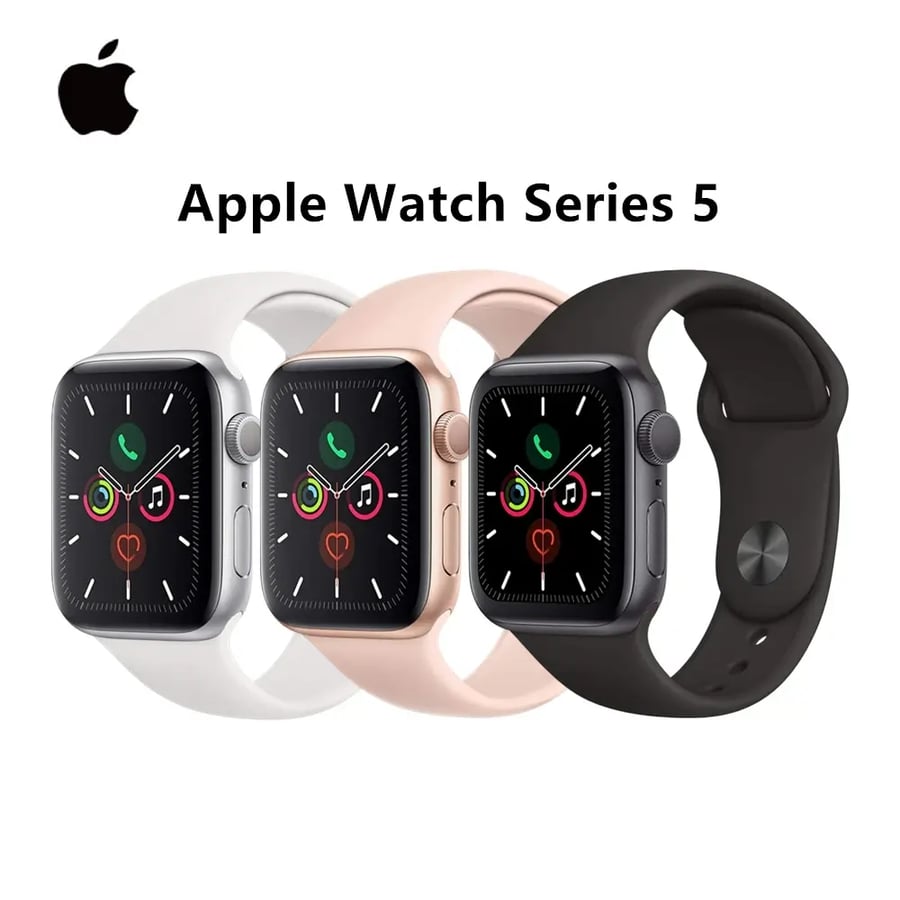 ساعة أبل Apple Watch Series 5 – 40/44مم ألمنيوم GPS مع سوار رياضي