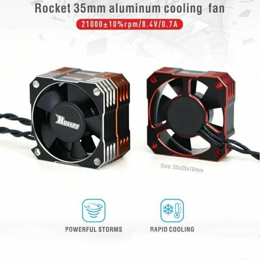 Rocket Silver 35mm Aluminum Cooling Fan 21,000RPM