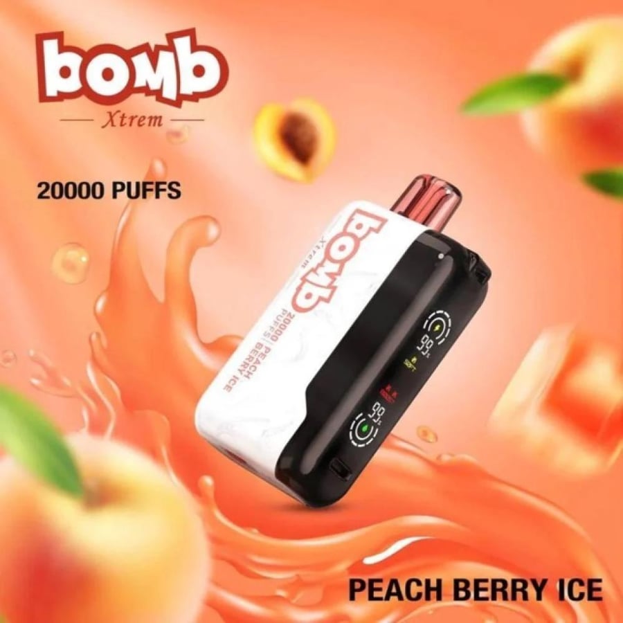 سحبة اكستريم خوخ توت ايس 20000 BOMB XTREM PEACH BERRY ICE 20000 PUFFS DISPOSABLE