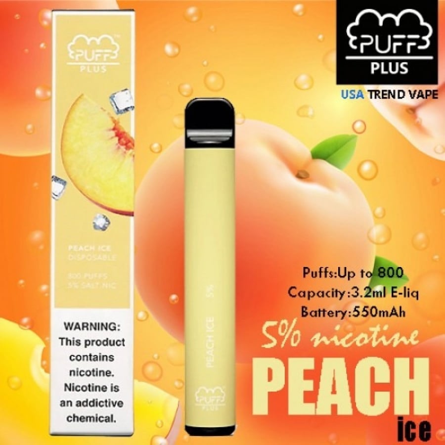 سحبة جاهزة بنكهة الخوخ البارد 800 موشة Puff Plus Peach Ice Pod