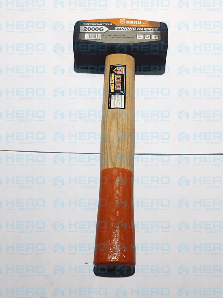 HAM-SOL200-37 - مطرقة بناء حجرية بمقبض خشبي وزنها 2000 غرام 3019-2000 ماركة KAKU مقاس 36X27X17 كرتون في 6 حبات