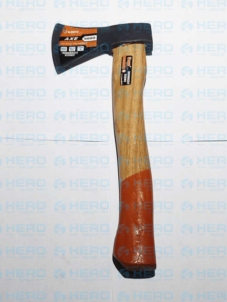HAM-FAS60-22 - فأس بمقبض خشبي وزنه 600 غرام 3018-600 ماركة KAKU مقاس 40X32X20 كرتون في 6 حبات