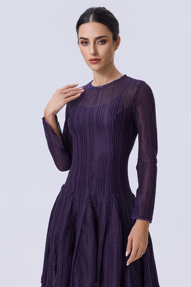 Purple lace dress with long sleeves
