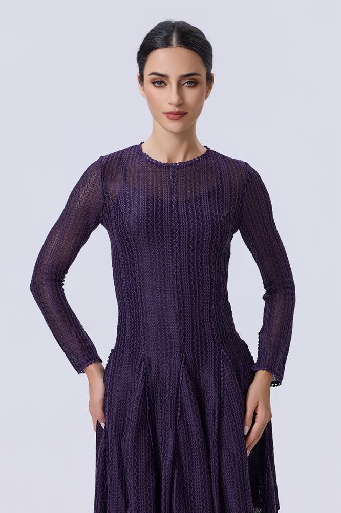 Purple lace dress with long sleeves