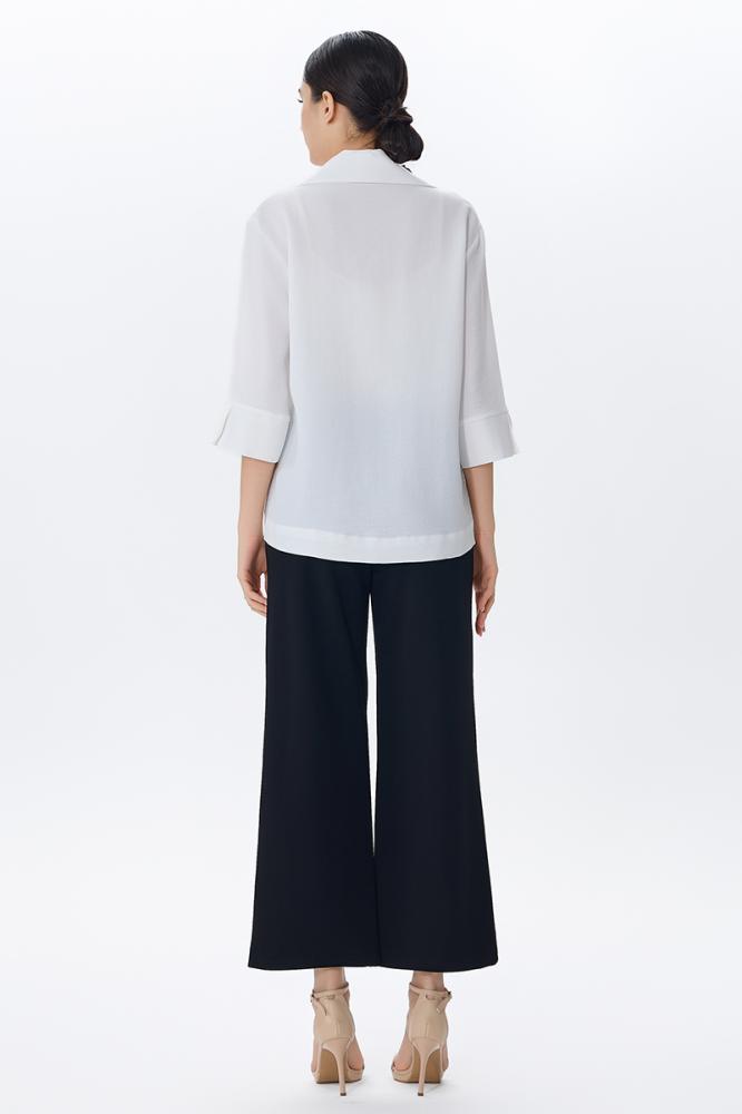 Chiffon blouse with geometric print with pocket