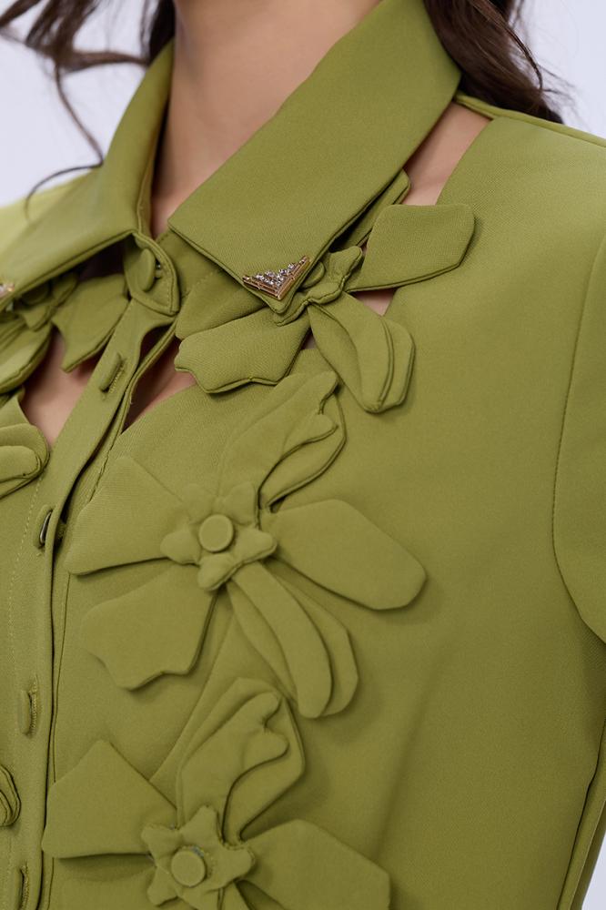 Green crepe dress